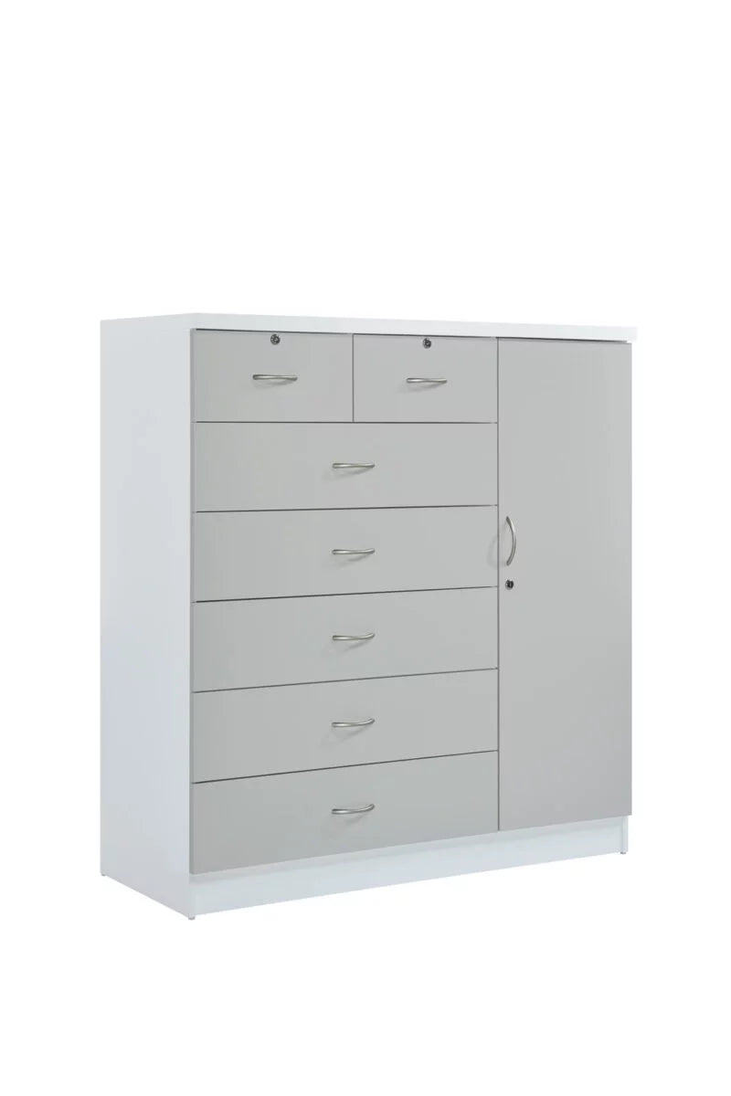 7 Drawer Dresser with Side Cabinet and 3 Shelves B633315