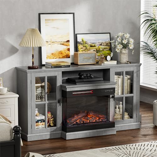 Bright White TV Stand with Storage Cabinets and Sliding Barn Doors Q36617