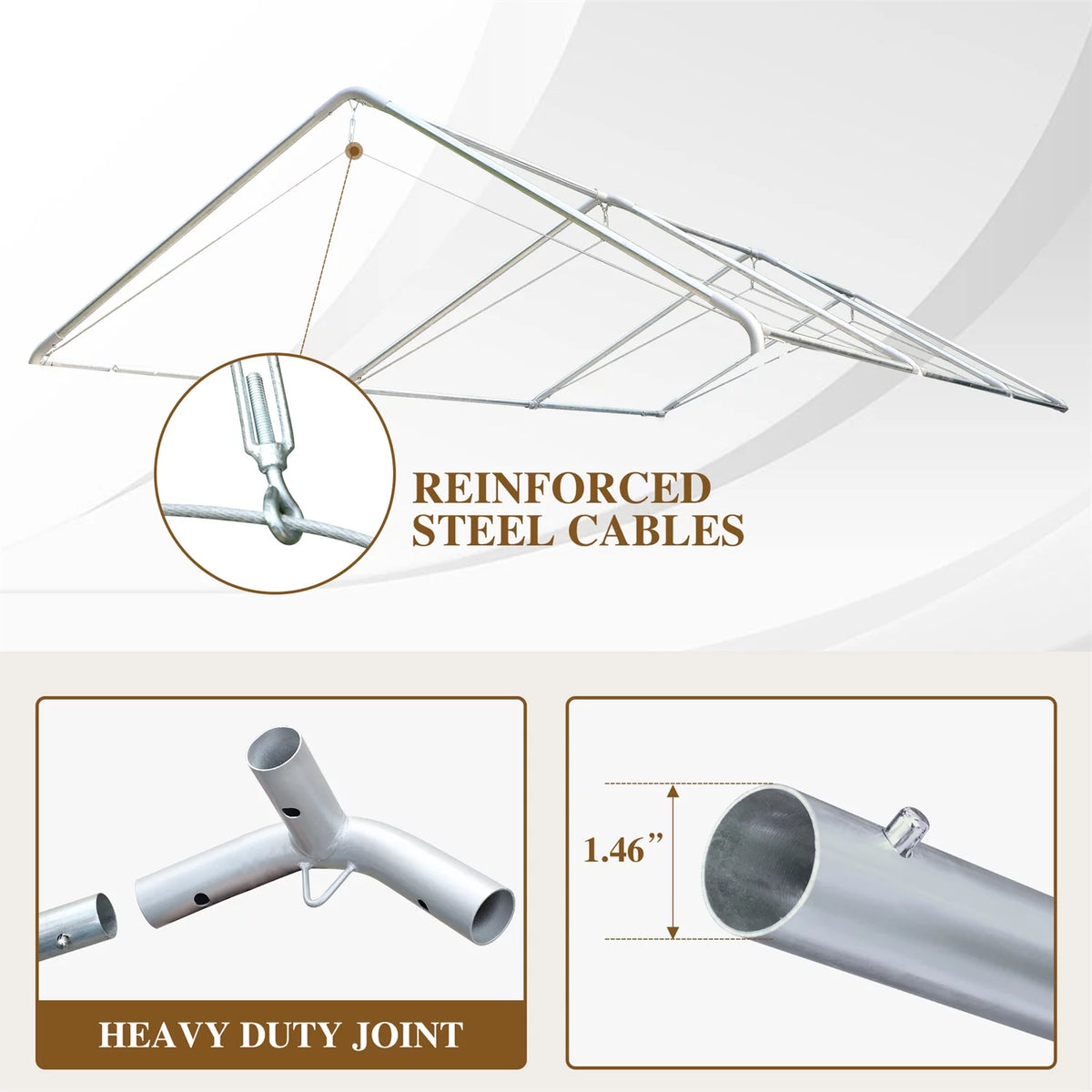 10' X 20’ Heavy Duty Galvanized Carport with 8 Legs I20106