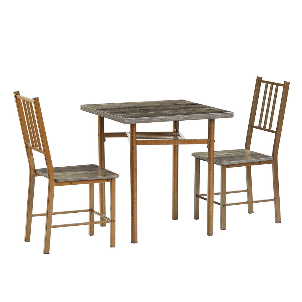 Metal and Wood Square Dining Set for 2 P969863