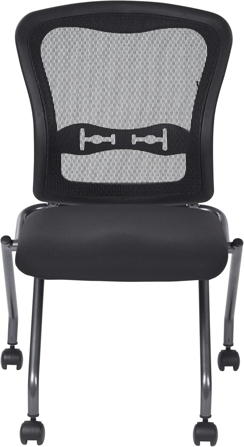 Coal Seat Armless Folding Chair with Casters, 2-Pack E782