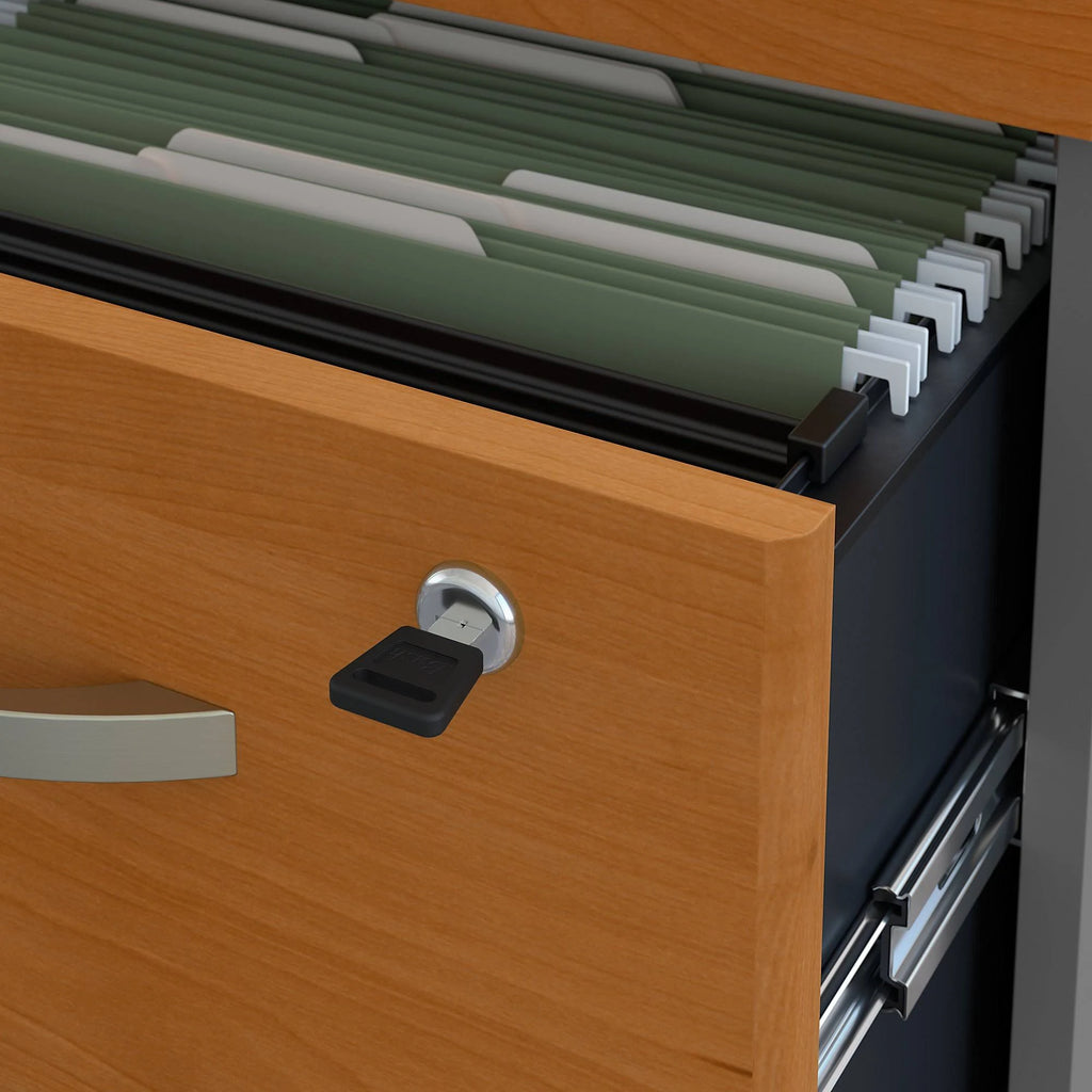 Natural Cherry Office Desk with Mobile File Cabinet E110
