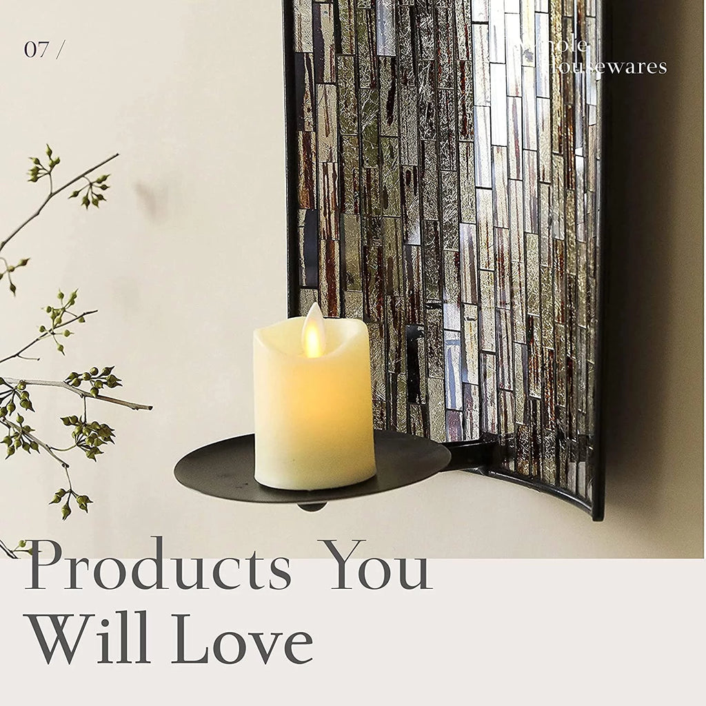 Brown Mosaic Glass Wall Candle Sconces Set Of 2 H672393