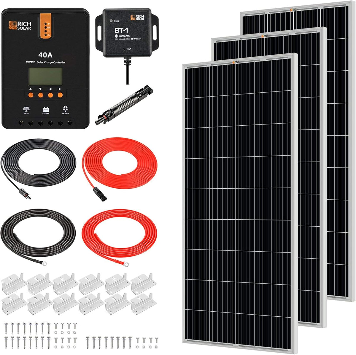 400 Watt 12 Volt 2 Pcs 200W Solar Panel Charge Controller Mounting Brackets Kit M8186