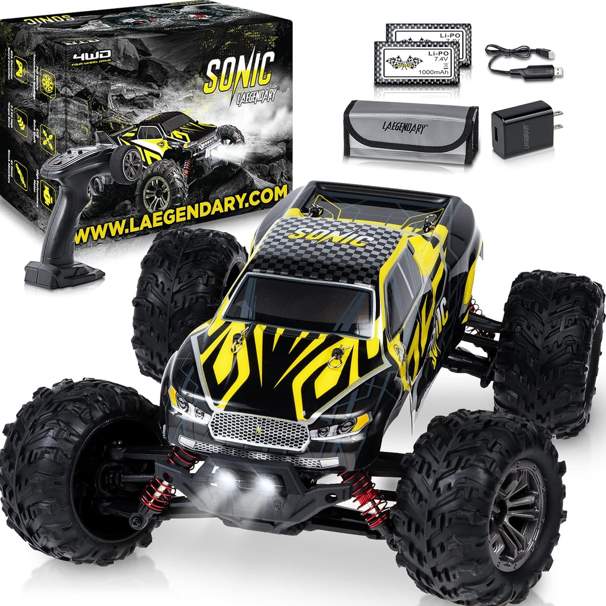 Off Road Remote Control Car 4x4 Truck 1:16 Scale Black Yellow Z453890