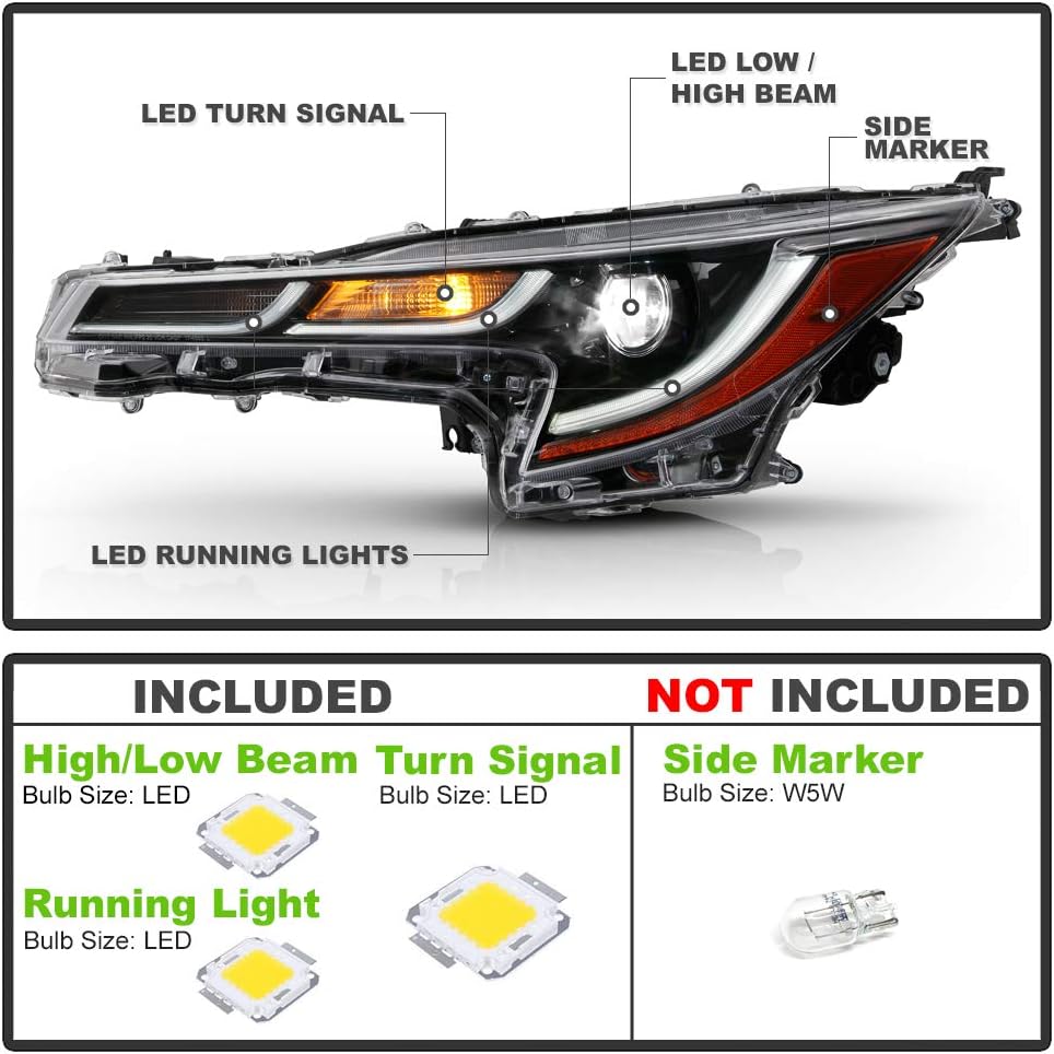 LED DRL Projector Headlights Assembly Pair Set Left+Right F297