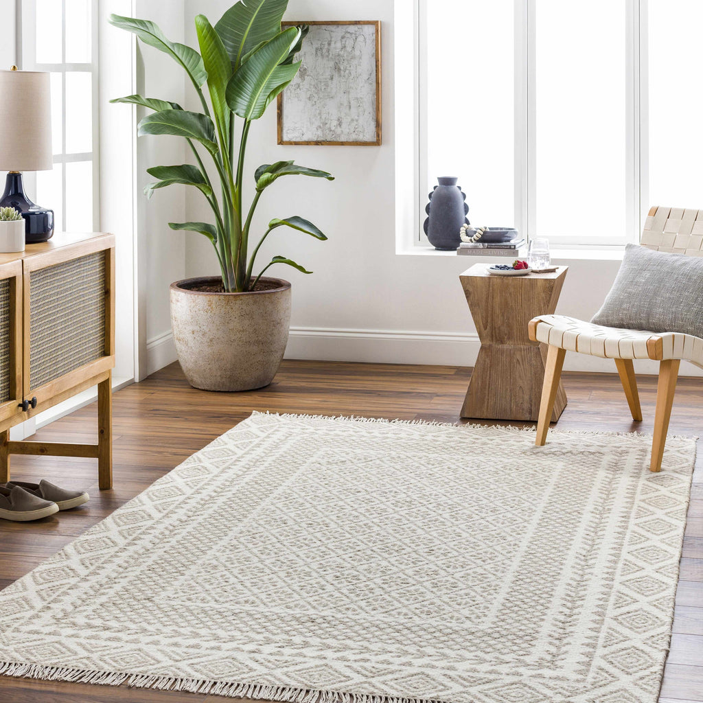 Brown Gray Wool 8' x 10' Area Rug X4026