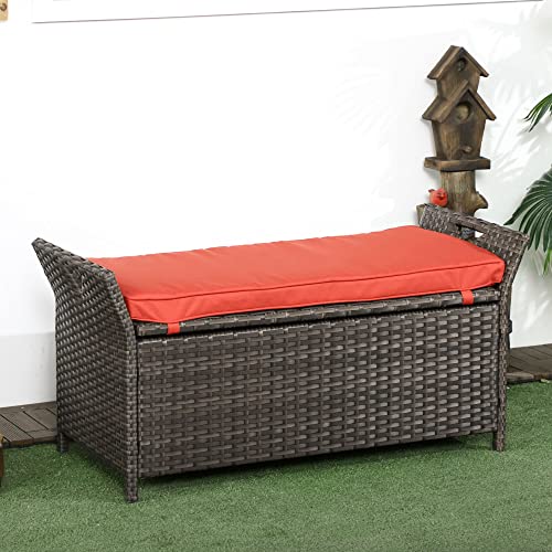 29 Gallon Wicker Storage Bench with Cushion S7873
