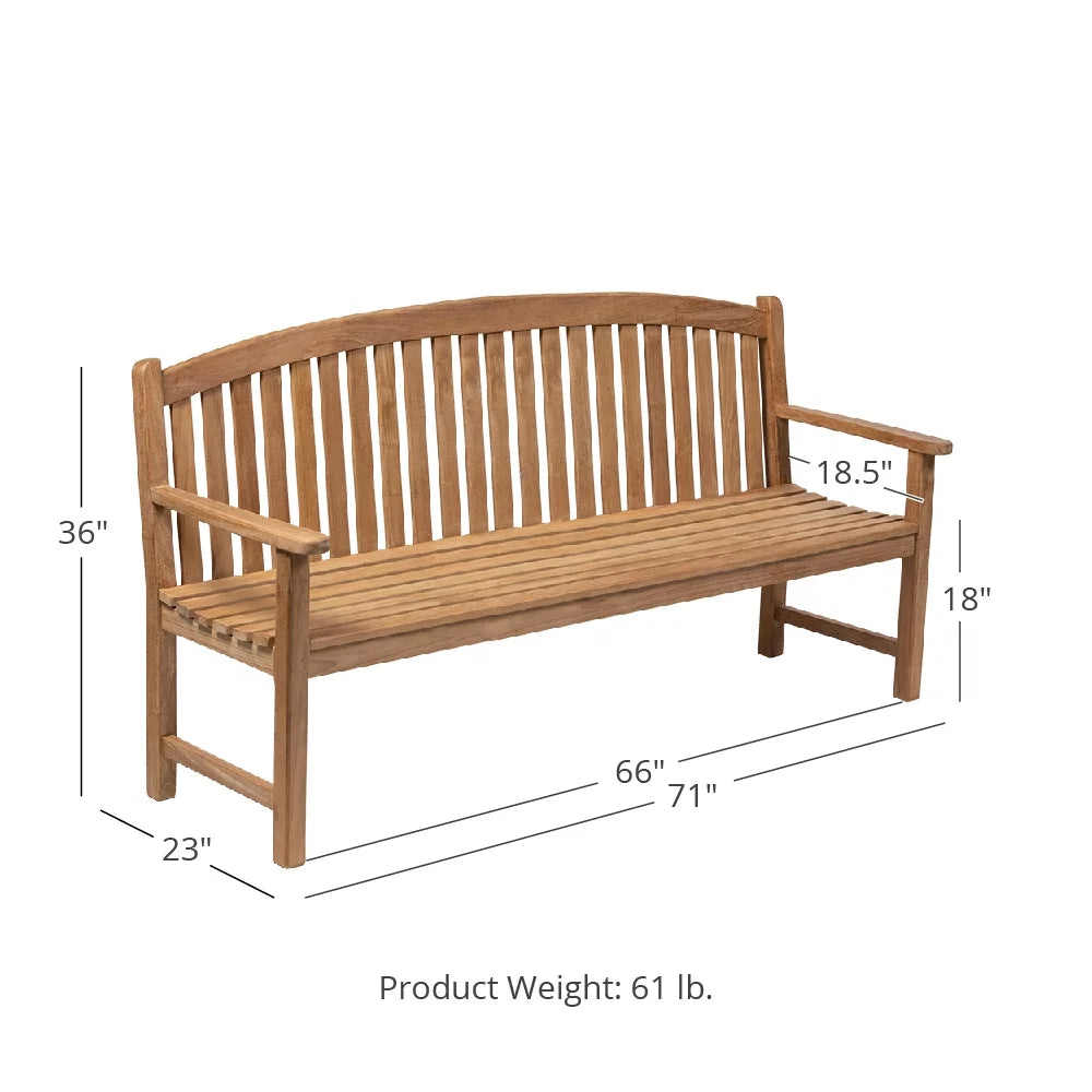 Grade A Teak 71in Bow-Back Bench E5286