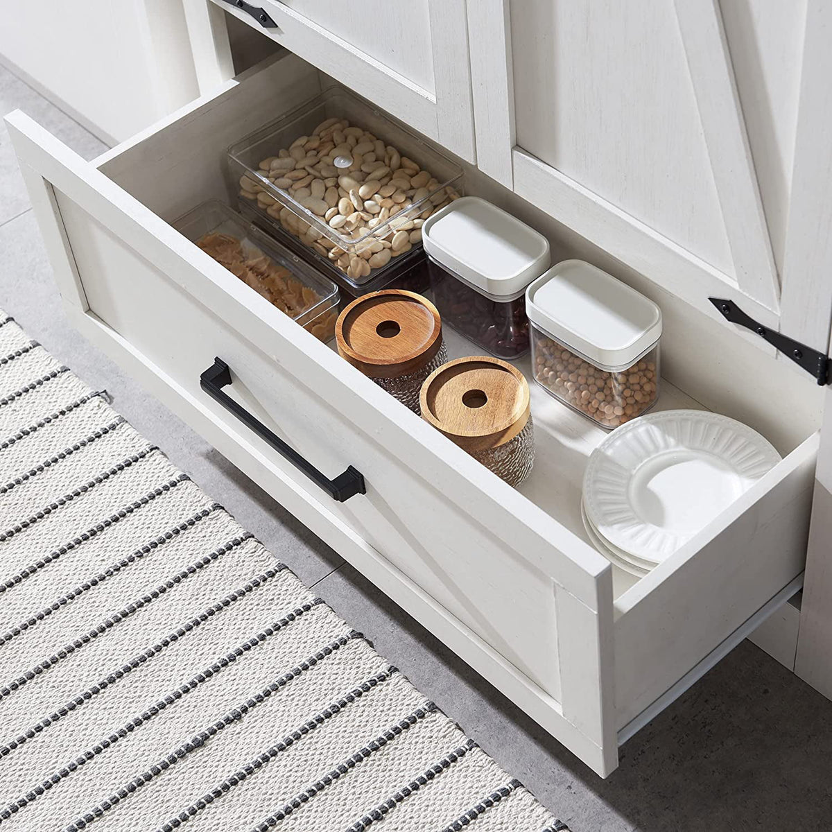 White 2-Door Storage Cabinet with Drawer W264