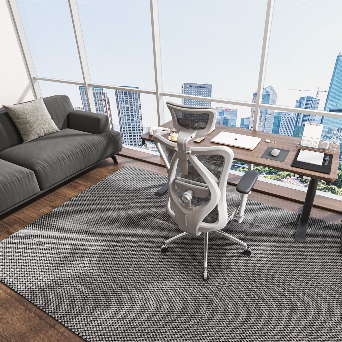 Black Ergonomic Mesh Office Chair with Headrest and Lumbar Support A813