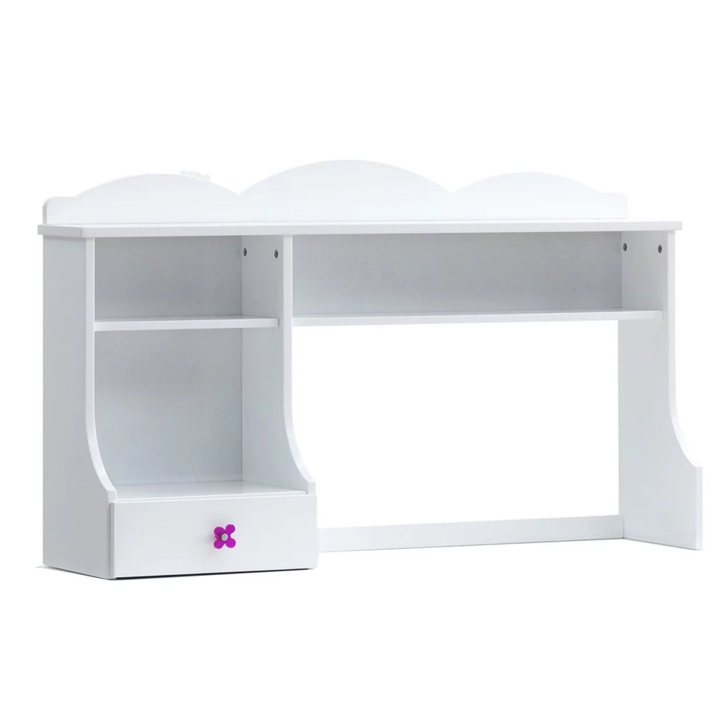 White Wooden Hutch with Two Shelves and Three Drawers K45864