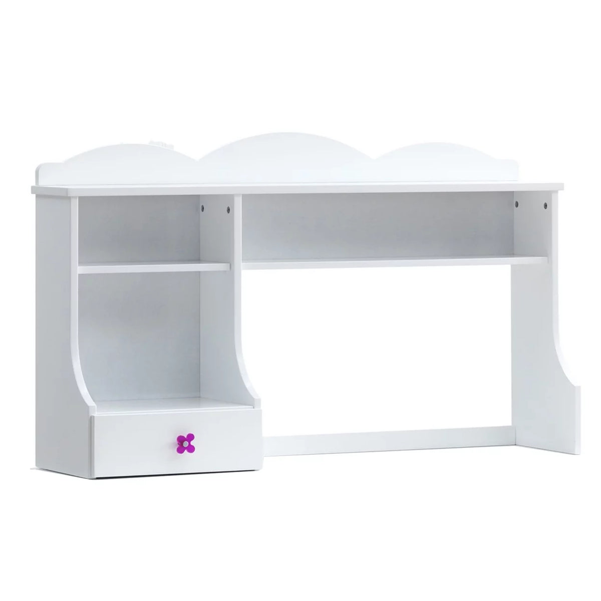 White Wooden Hutch with Two Shelves and Three Drawers K45864