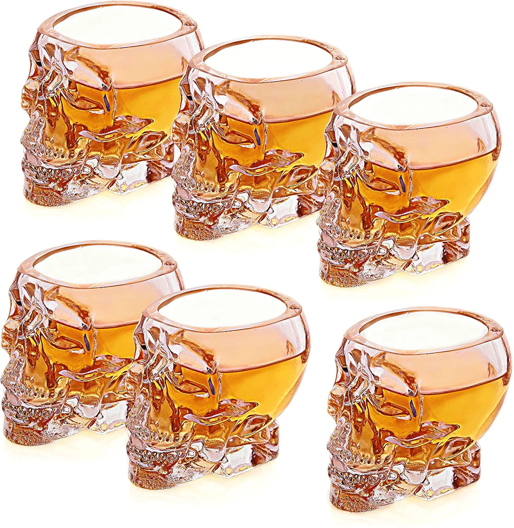 2.8 oz Set-of-6 Skull Shaped Clear Shot Glass F210