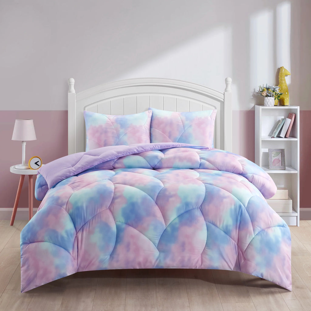 Pink Purple Ombre Polyester Twin Comforter Set S93867