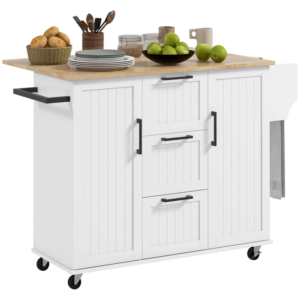 White Kitchen Island on Wheels H284569