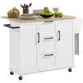 White Kitchen Island on Wheels H284569