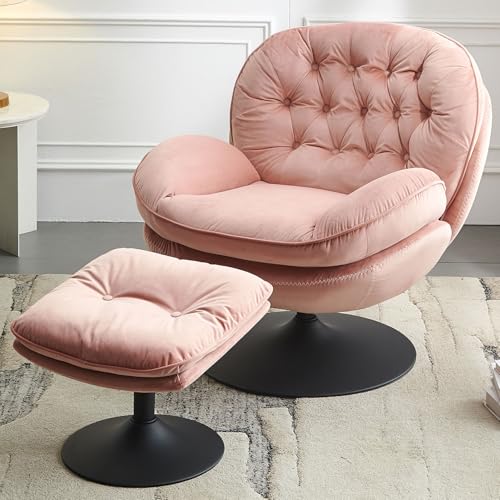 Velvet Swivel Accent Chair with Ottoman Set C333869