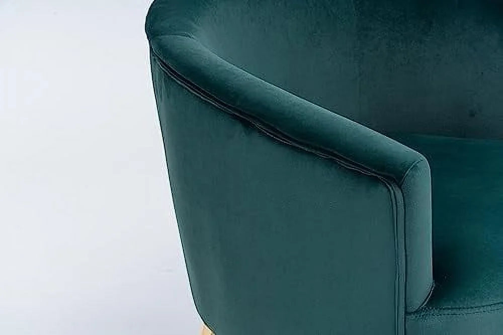 Dark Green Velvet Barrel Accent Chair with Gold Metal Legs O214509