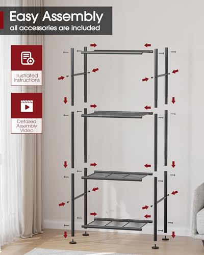 3 Tier Black Metal Storage Shelves J585897
