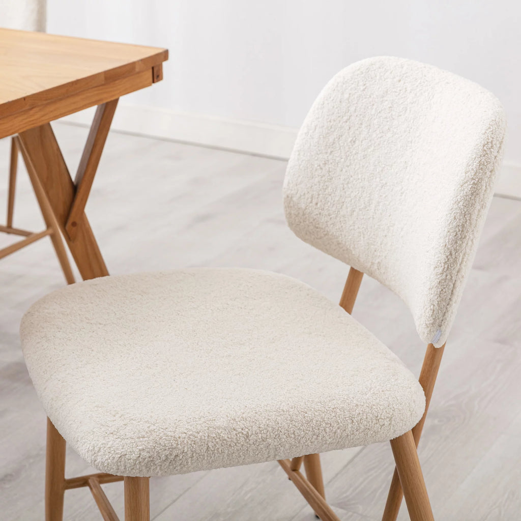 Teddy Upholstered Dining Chairs Set of 2 with Metal Legs D746