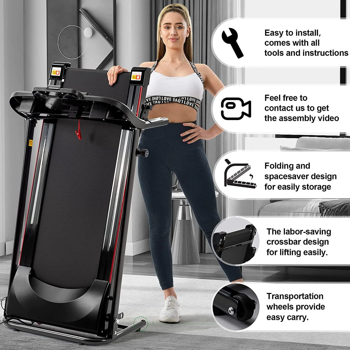Folding Incline Electric Treadmill E859876