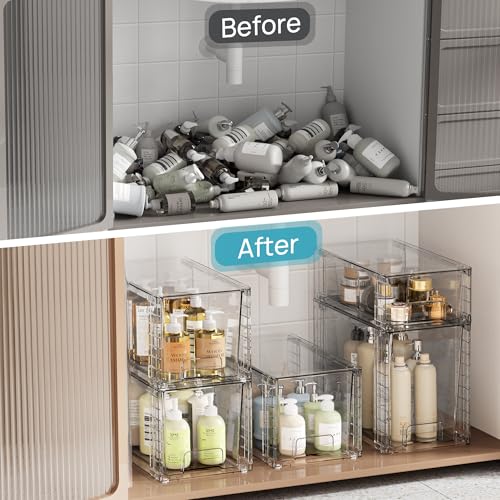 3 Pack Clear Stackable Plastic Storage Drawers D52104