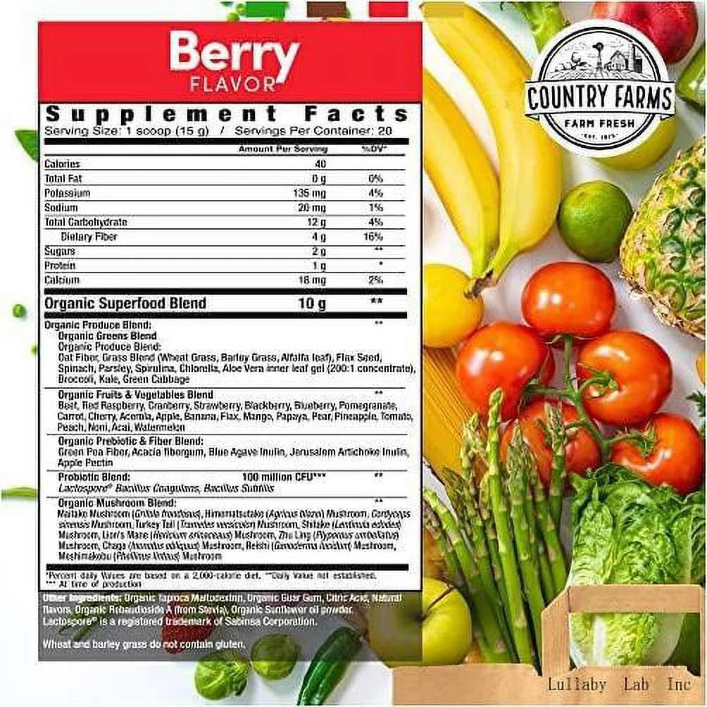 super greens, alkalizing formula, berry, 10.6 oz (300 g) D561810