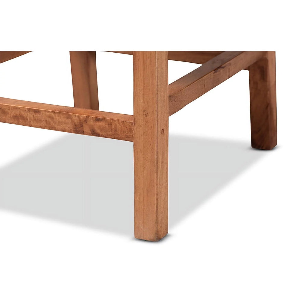 Natural Brown Rattan and Walnut Brown Wood Counter Stool L2909