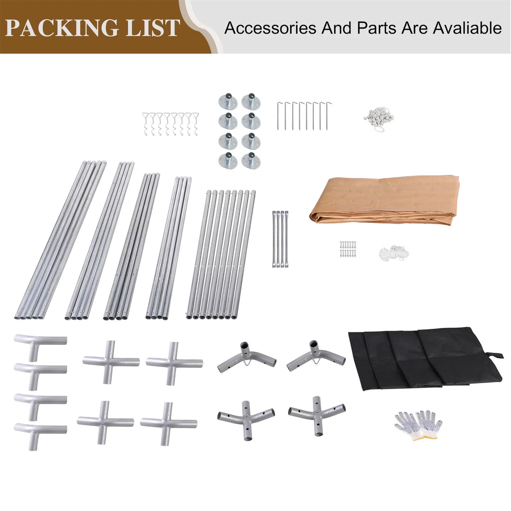 10' X 20’ Heavy Duty Galvanized Carport with 8 Legs I20106
