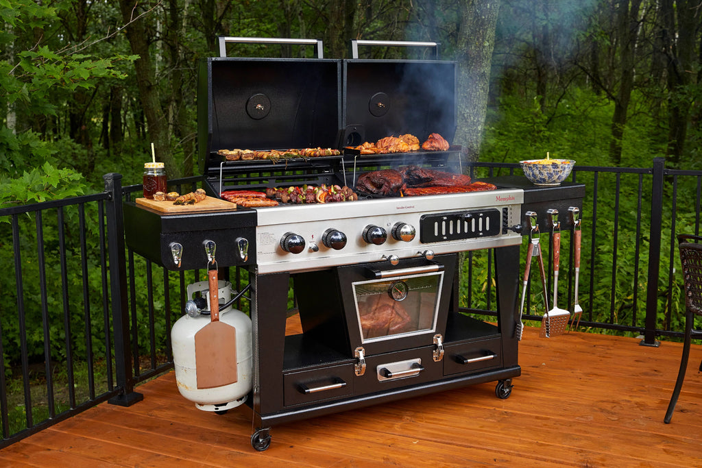 Gas and Charcoal Combo Grill with Electric Smoker F44844