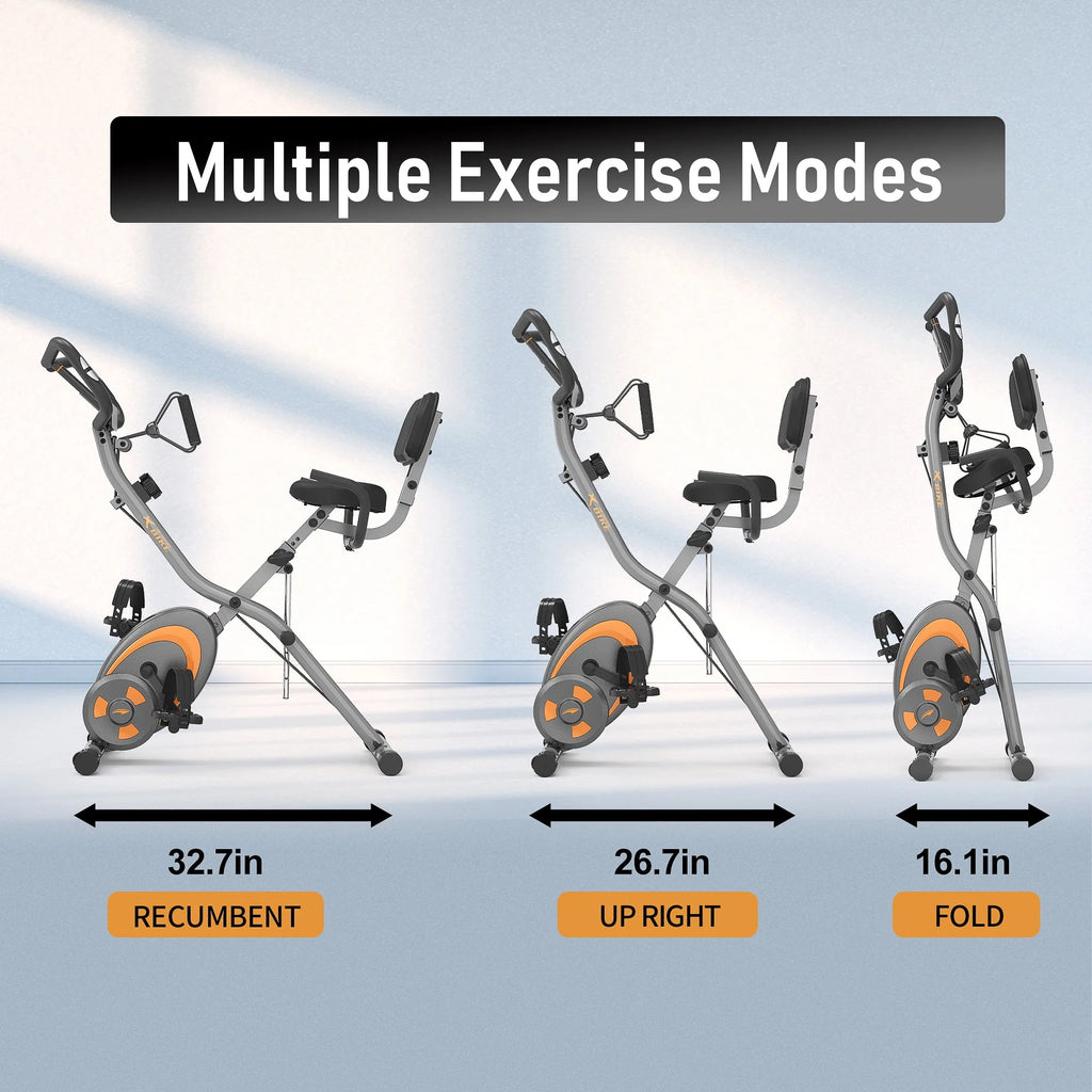 Folding Stationary Recumbent Exercise Bike with Resistance Bands O53799