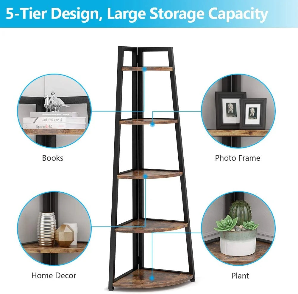 70 inch 5 Tier Corner Bookshelf Z90456