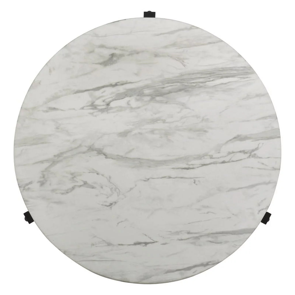 Round Faux White Marble and Black Coffee Table D509