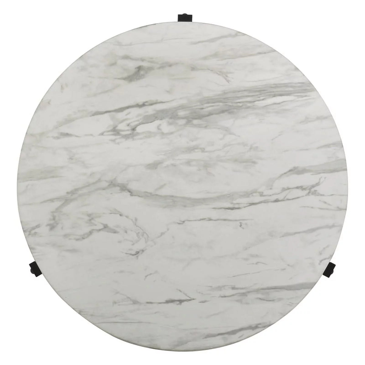 Round Faux White Marble and Black Coffee Table D509