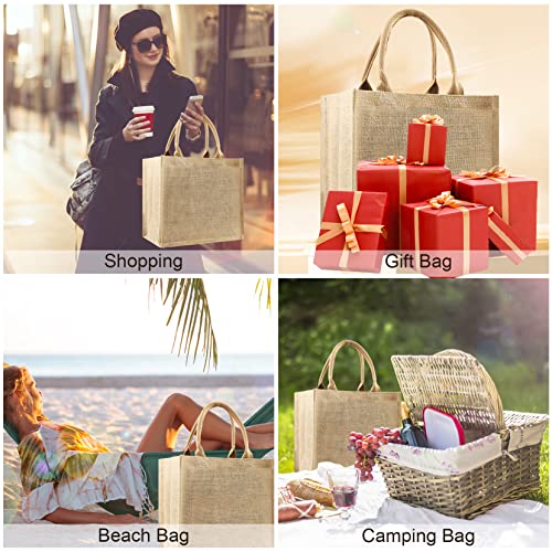 8 Pcs Burlap Tote Bags with Ribbon Z4812