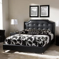 Black Faux Leather Queen Platform Bed with Upholstered Headboard Z836