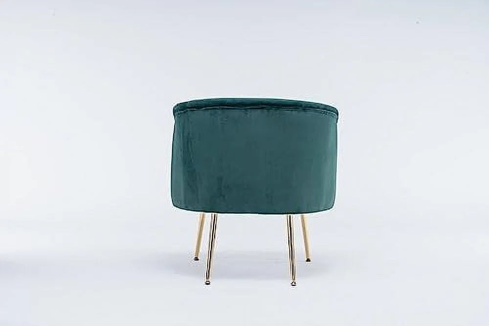 Dark Green Velvet Barrel Accent Chair with Gold Metal Legs O214509