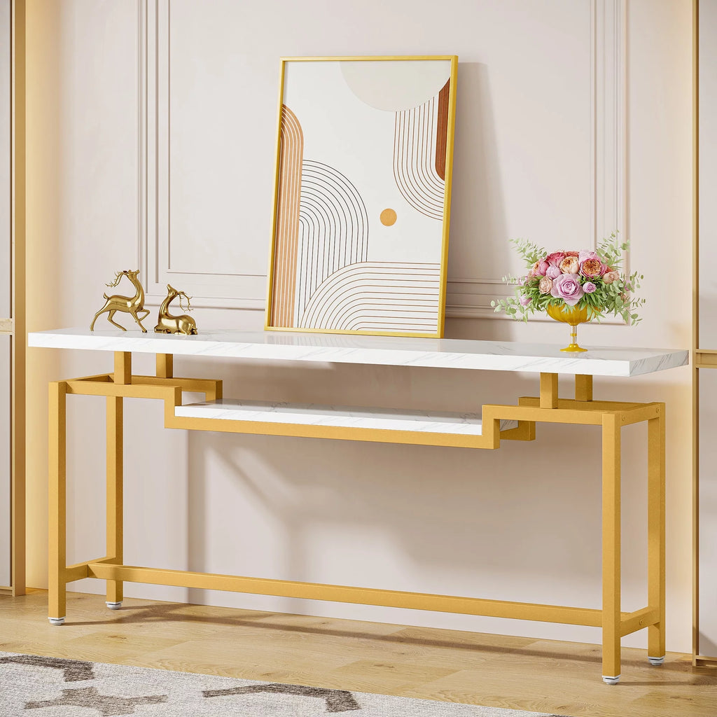 Brown Black 70.86 Inches Extra Long Console Entryway Table M281