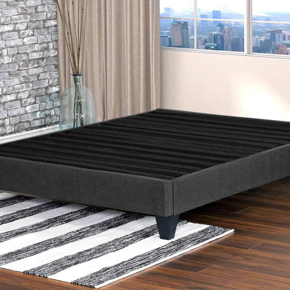 King Wood and Fabric Platform Bed Frame X861974