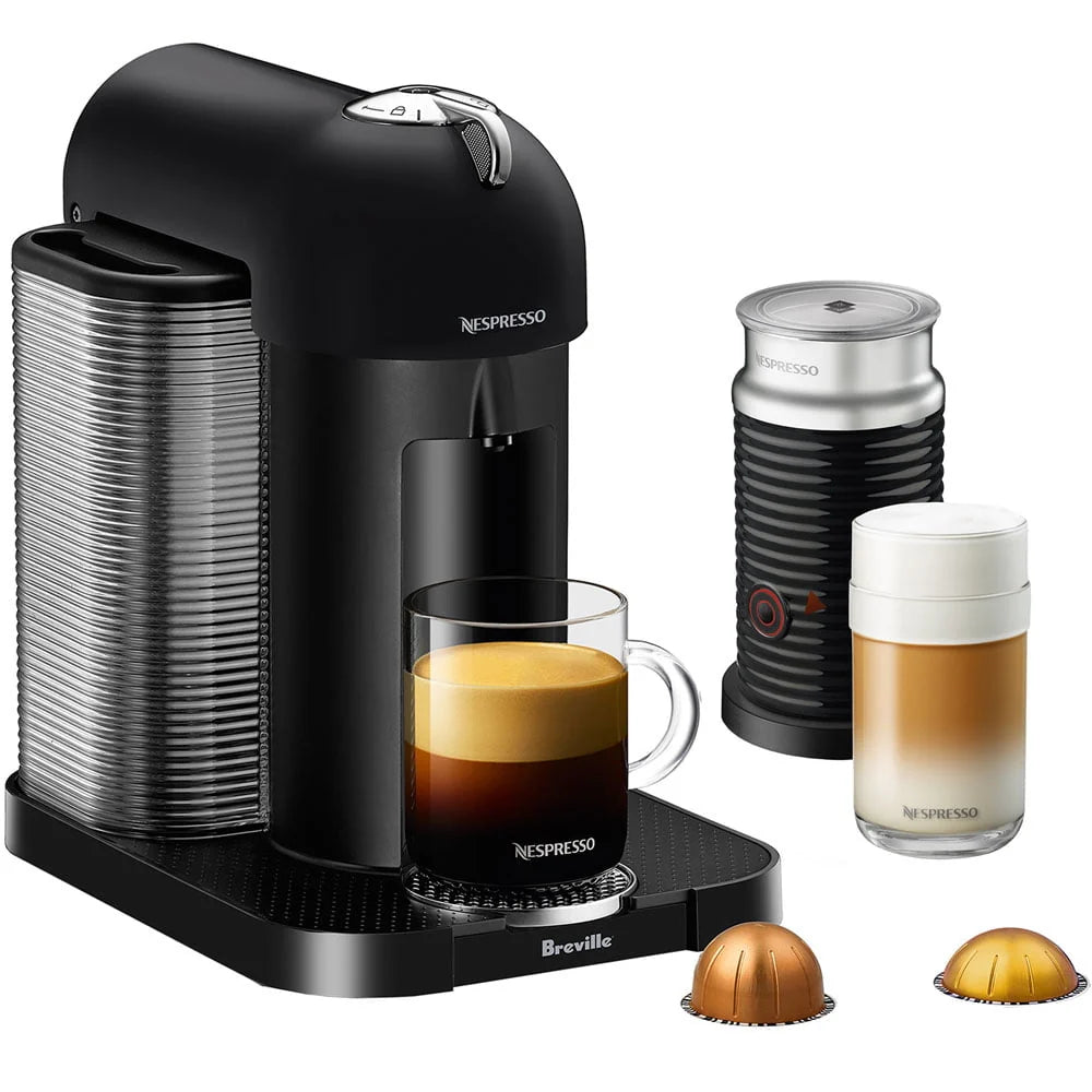 Chrome Coffee & Espresso Single-Serve Machine and Black Milk Frother C913