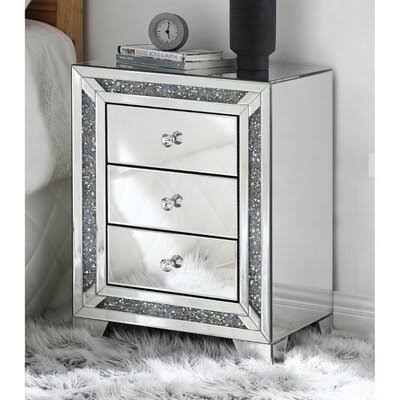 3 Drawer Glass Nightstand M91533