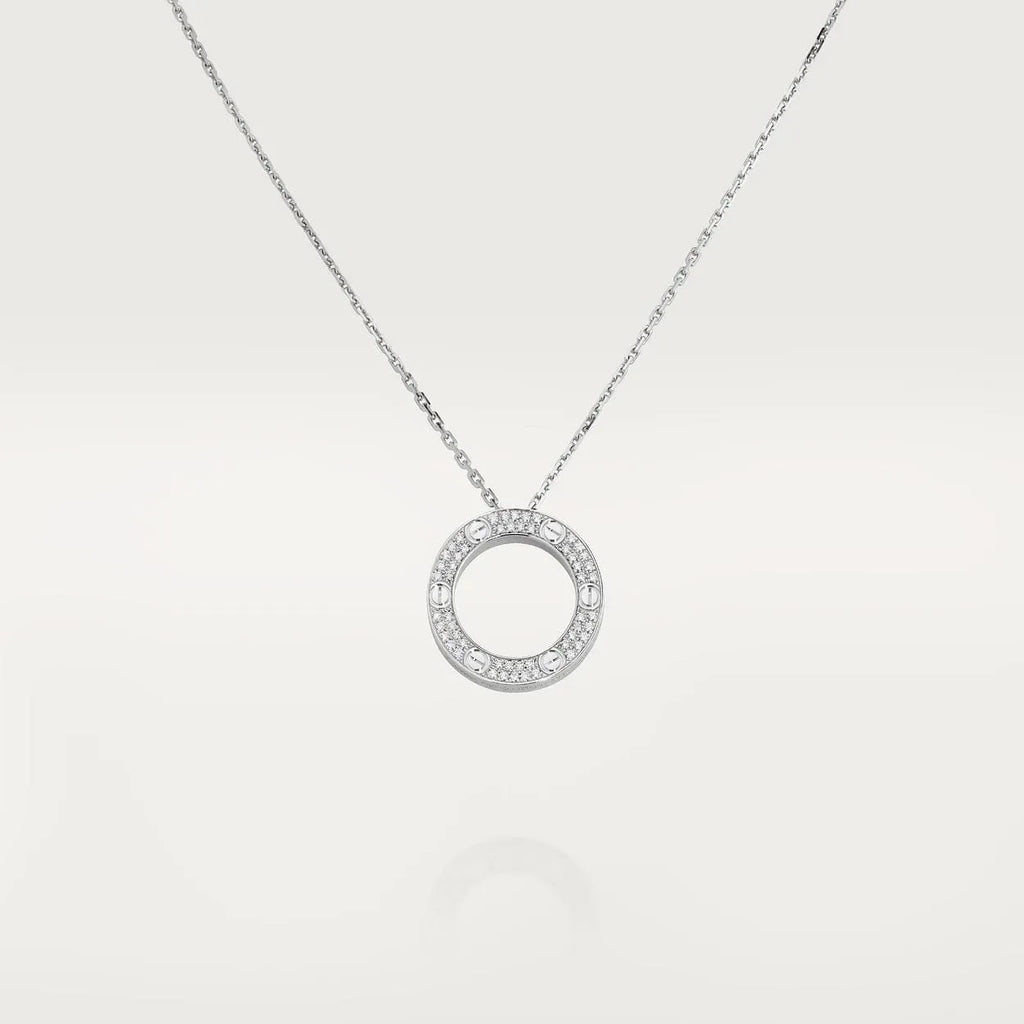 Screw Love Necklace With Diamond Paved T22145