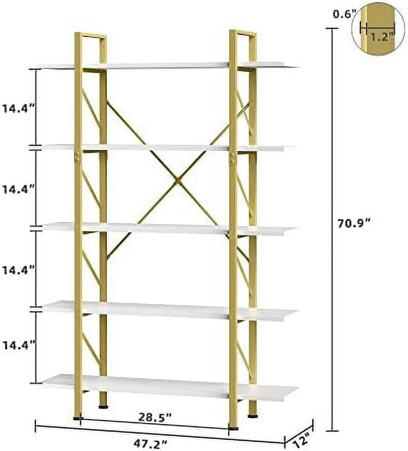 White 5 Tier Bookshelf L44779