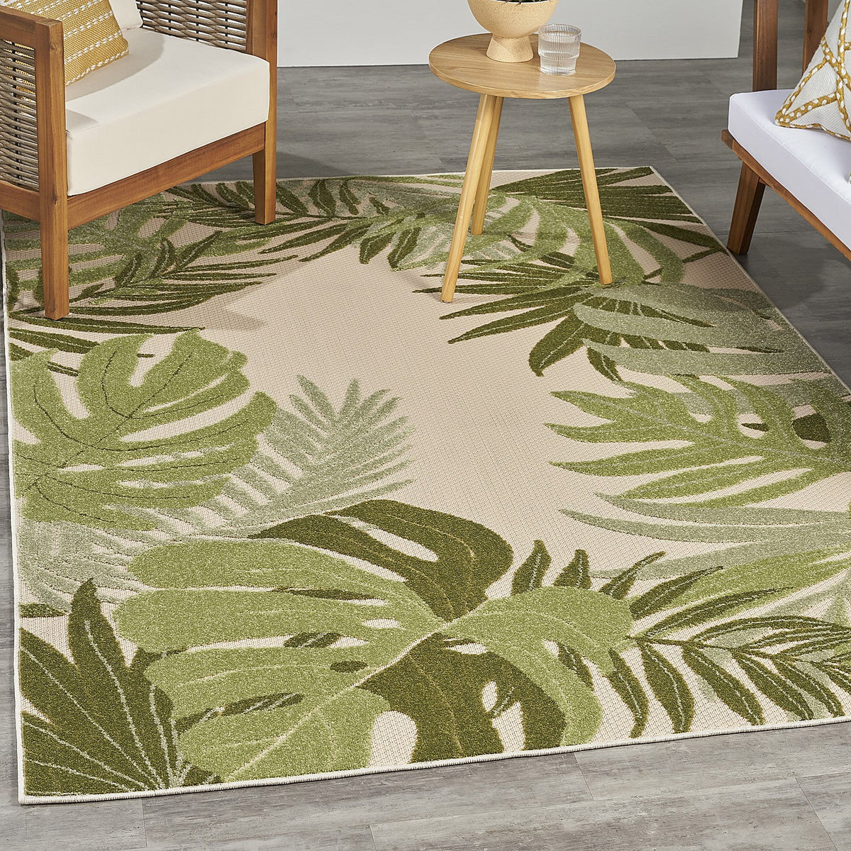 4' x 6' Ivory Green Area Rug P7258