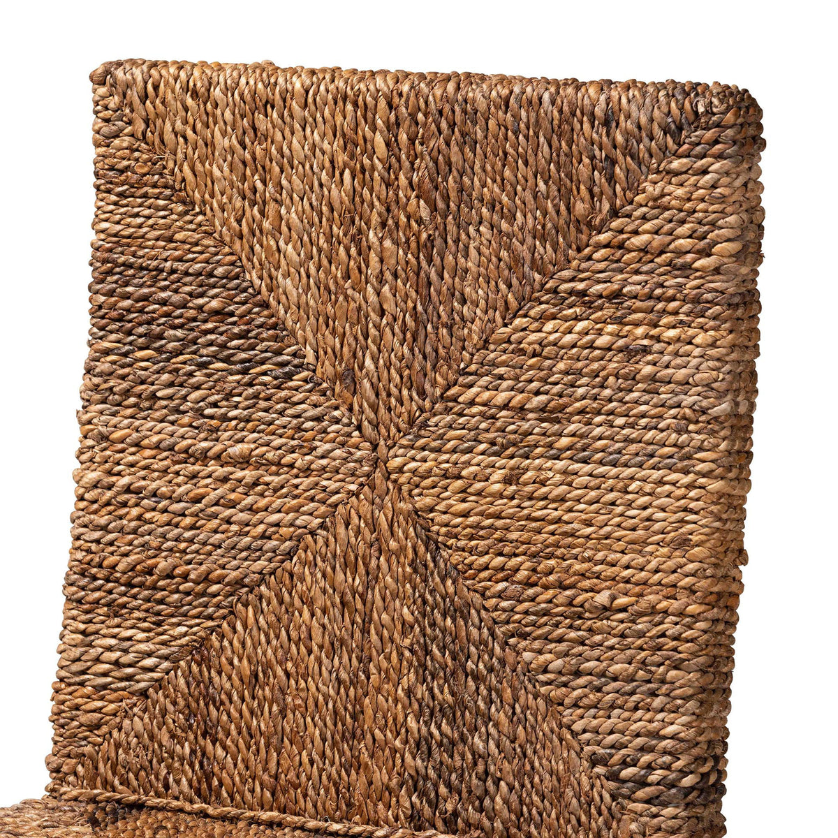 Dark Brown Mahogany Wood and Seagrass Counter Stool Q6697