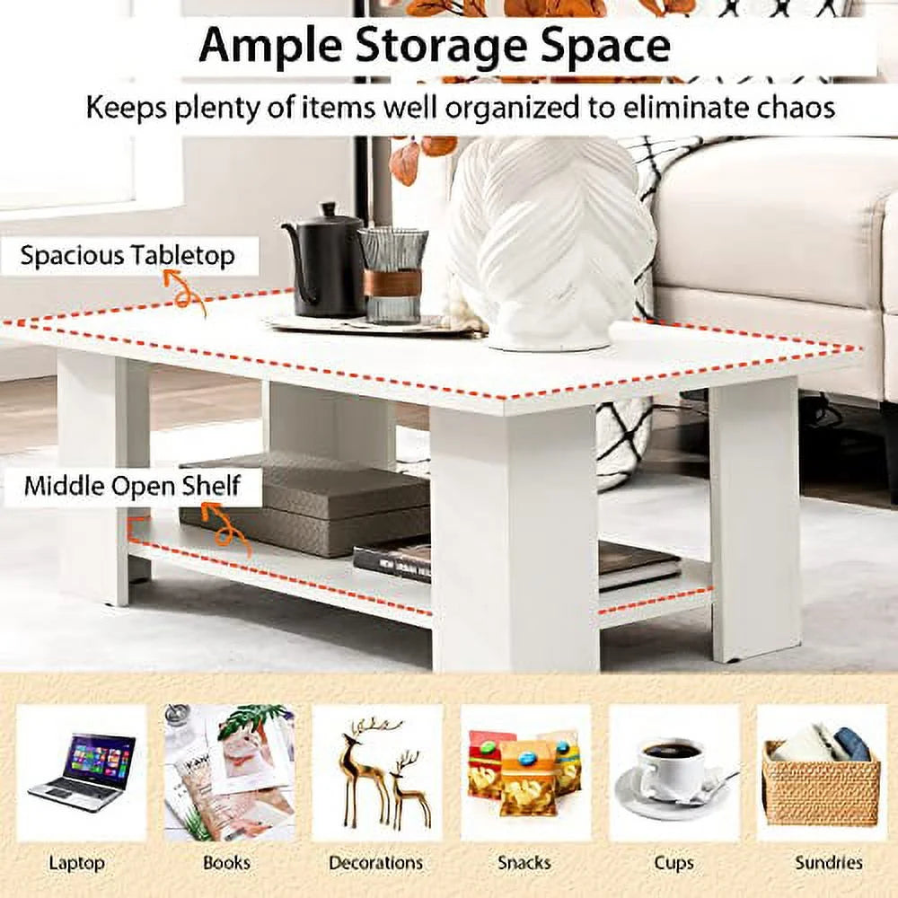 White Coffee Table with Storage I5712