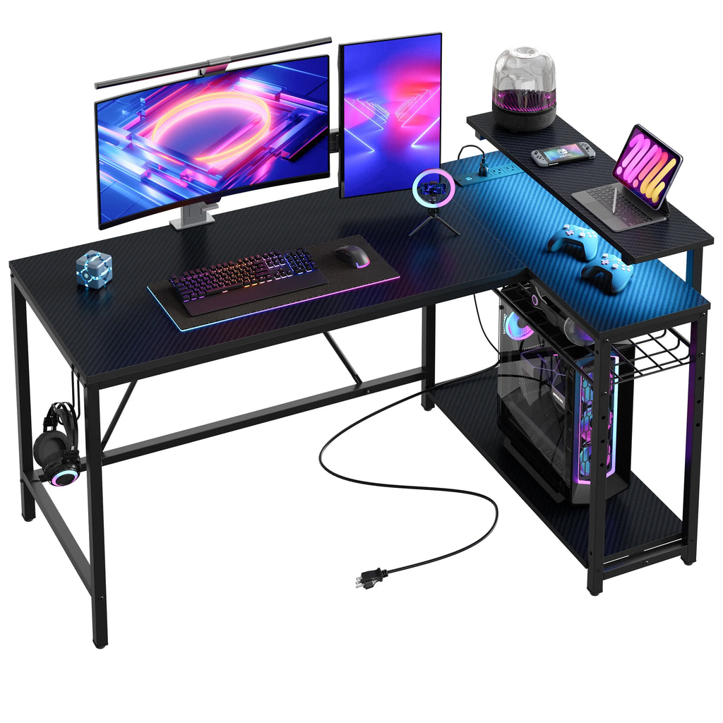 52" L Shaped Computer Desk with LED Lights C5706