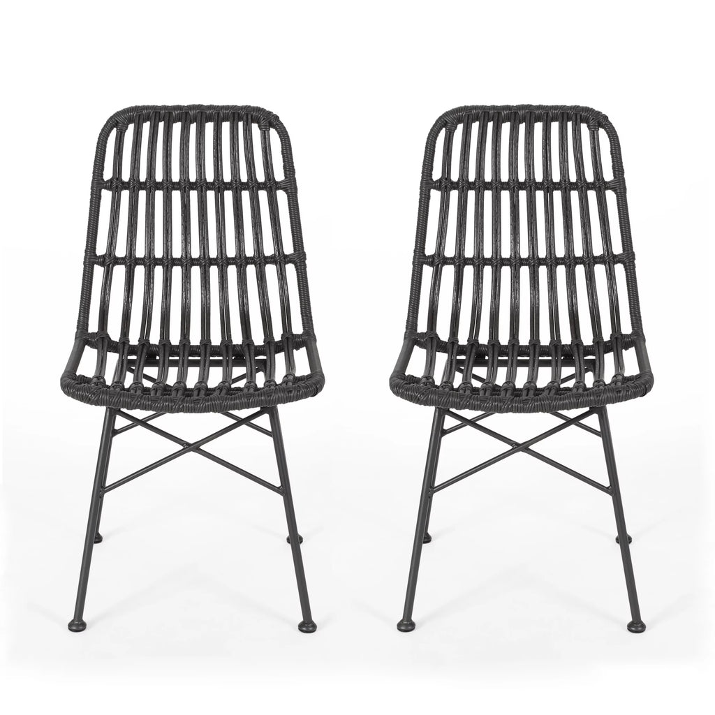Outdoor Wicker Dining Chairs Set of 2 H462360