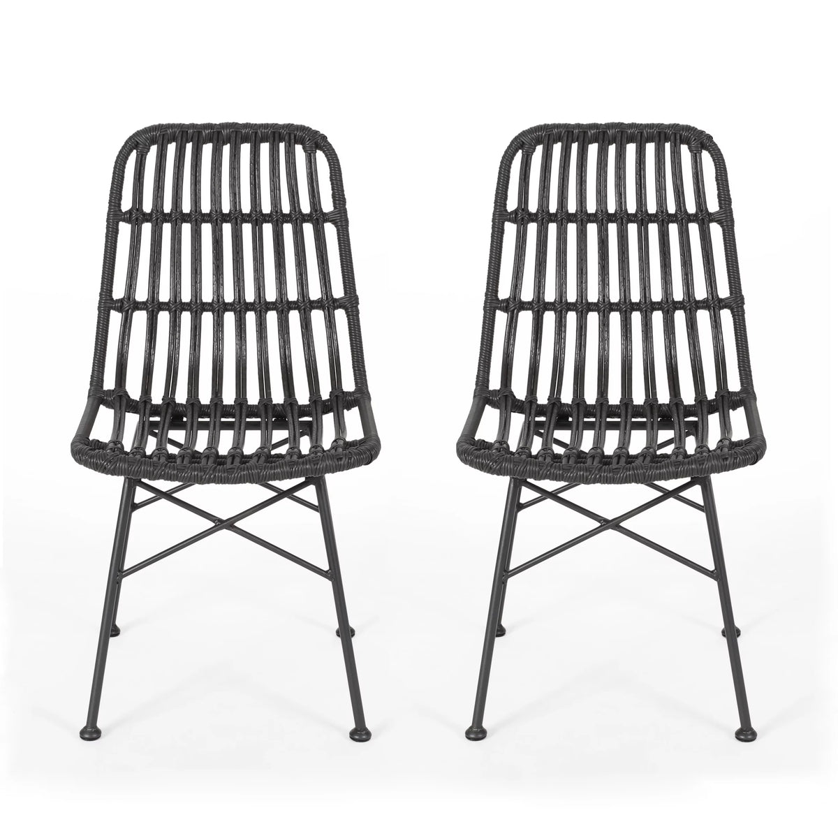 Outdoor Wicker Dining Chairs Set of 2 H462360